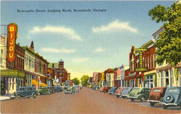 Newcastle Street, looking north, Brunswick, Georgia