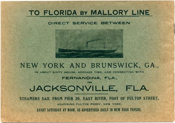 Mallory Line broadside for weekly steamer from New York to Brunswick, Georgia and Jacksonville, Florida