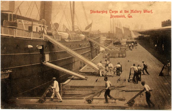 Dischargin cargo at the Mallory wharf, Brunswick, Georgia
